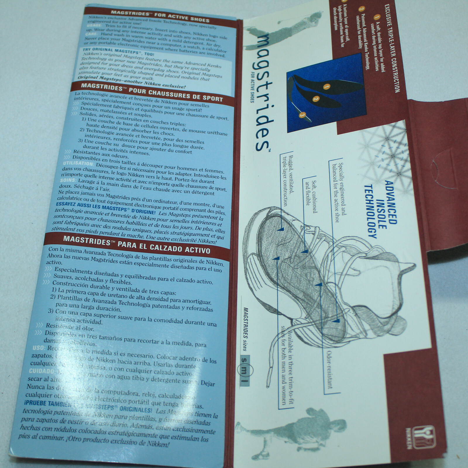 NEW NIKKEN MAGSTEPS MAGNETIC INSOLES #2005 MEDIUM 7-12  NEW OLD STOCK IN PACKAGE