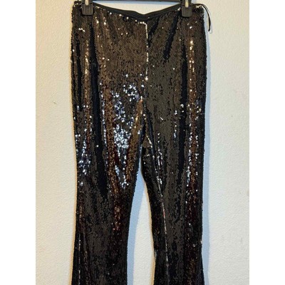 Topshop Women's Sequin Flare Legged Pants Size Black 8