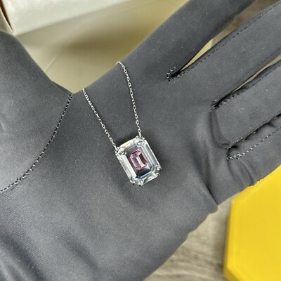 NEW  Swarovski Chroma Dual-Layered White Pink Octagon-Cut Women's Necklace