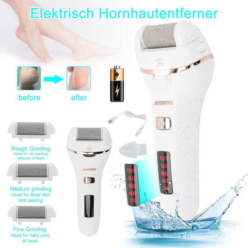 3 Köpfe Elektrisch Fußpflege Fußpflegegerät Hornhautentferner Pediküre Set  USB