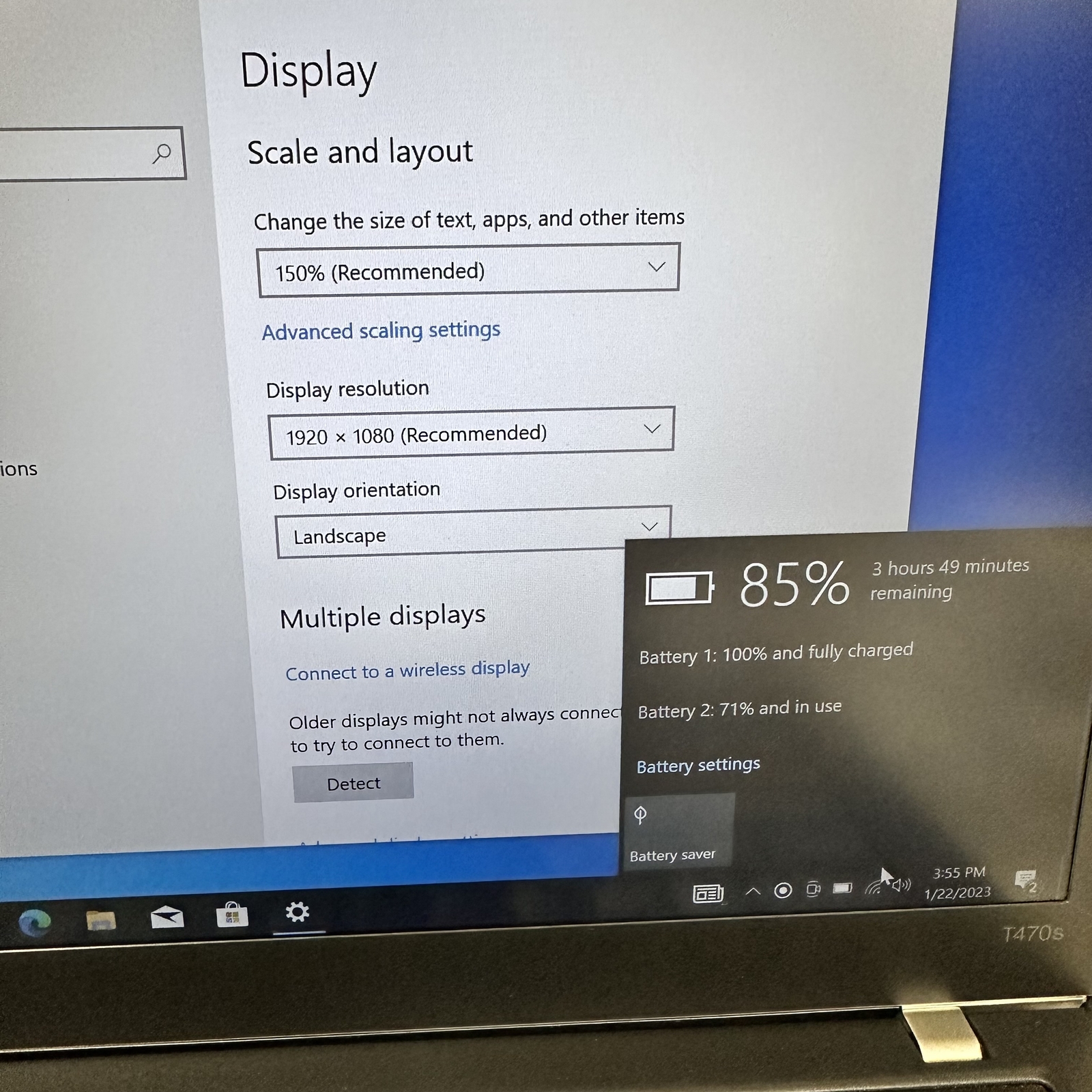 Lenovo ThinkPad T470s i5-6300u 2.40GHz 8GB RAM 256GB SSD Intel HD 520 Win 10 Pro - Picture 11 of 12