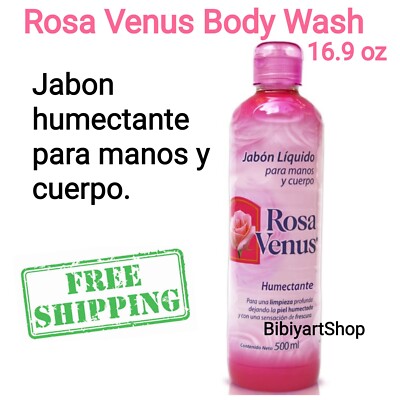1X Jabon Líquido Humectante ROSA VENUS 500 ml Body Wash 16.9 Oz