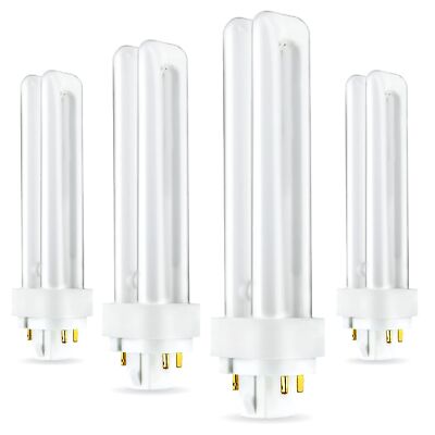 (4 Pack) PLC-13W 841, 4 Pin G24q-1, 13 Watt Double Tube, Compact Fluorescent ...