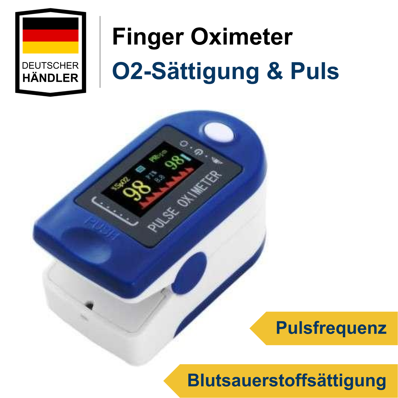 Pulsoximeter Finger Oximeter Sauerstoff Puls SpO2 Messgerät SpO-2 Pulsoxymeter