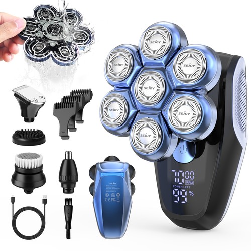 SEJOY 5in1 Electric Razor Wet /Dry Head Shaver for Bald Men Trimmer Grooming Kit