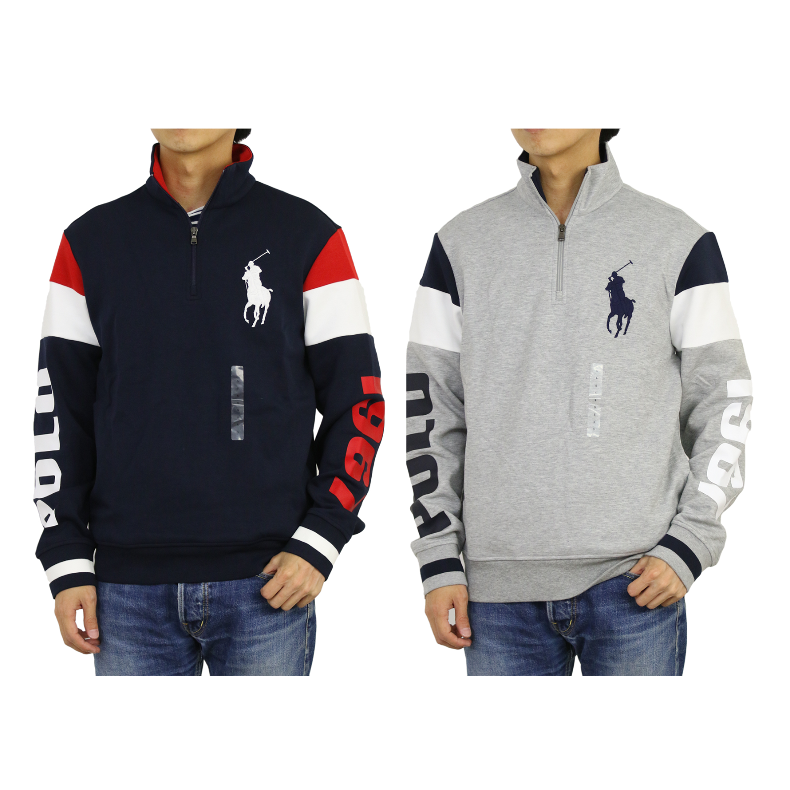 Толстовка-пуловер с застежкой-молнией 1/2 дюйма Polo Ralph Lauren Big Pony с воротником-стойкой и поло 1967