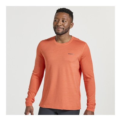 Saucony Men Boulder Baselayer Ember Heather L Apparel