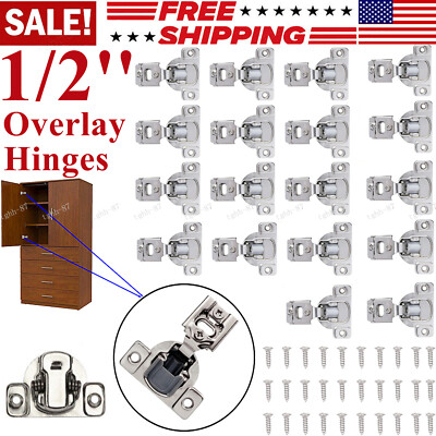 1/2''Overlay Self Close Face Frame 105°Compact Concealed Cabinet Hinge Nickel LOT