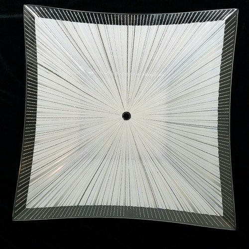 MCM Square Starburst Glass Light Shade Cover Ceiling Center Mount Silver Glitter