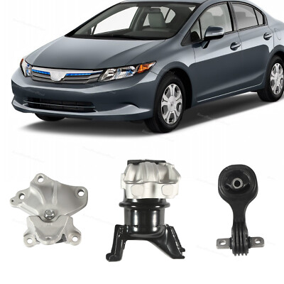 3x Engine Motor Auto Trans Mount Fit for Honda Civic 2012-2013 L4 1.8L Sedan