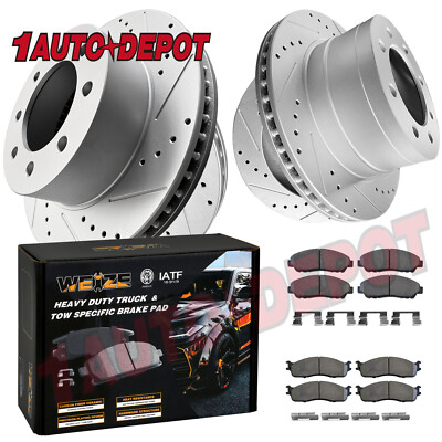 Front & Rear Drilled Rotors + Ceramic Brake Pads for Dodge Ram 2500 3500 1500