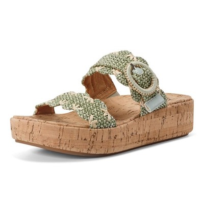 Buy Earth Subtle Platform Wedge Sandals Medium Green 310 Size 9 M