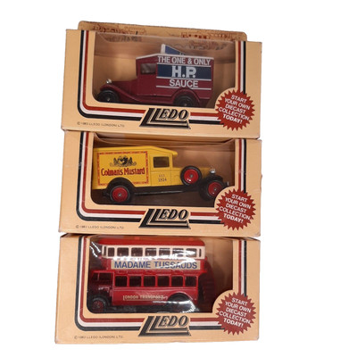 3 Lledo Models of Days Gone Bundle HR Sauce, Colemans Mustard, Madame Tussauds