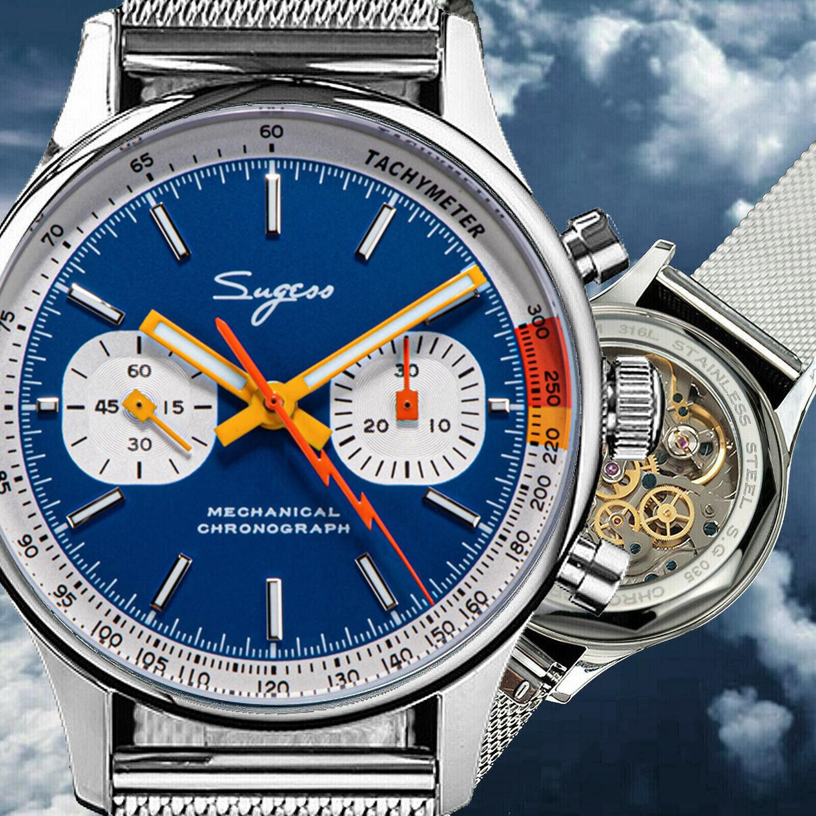 Pre-owned Sugess Chrono Walker Swan Neck Enamel Dial Chrono Watch Seagull 1963 Suchp007m V