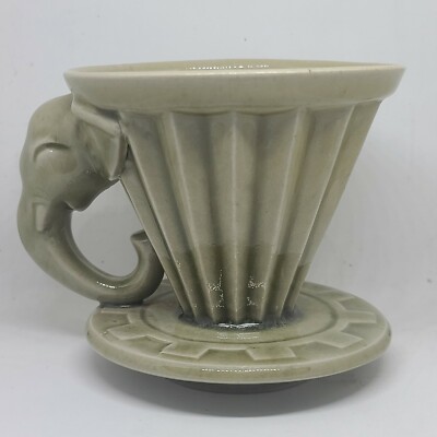 Elephant Coffee Dripper Brew Cone Ceramic Pour Over Handmade Smile Green Manual 