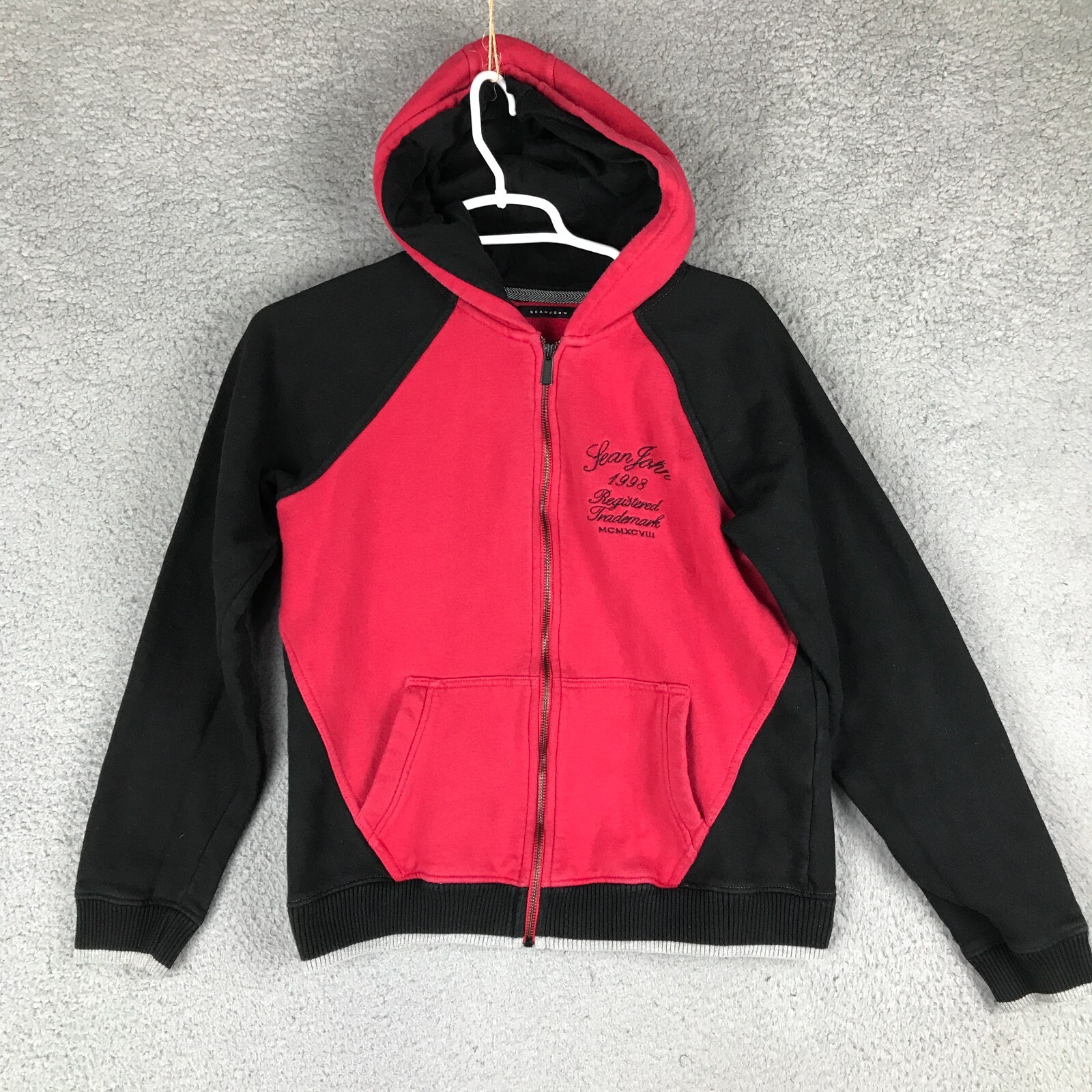 Sean John Boys Full Zip Long Sleeve Red and Black Fleece
