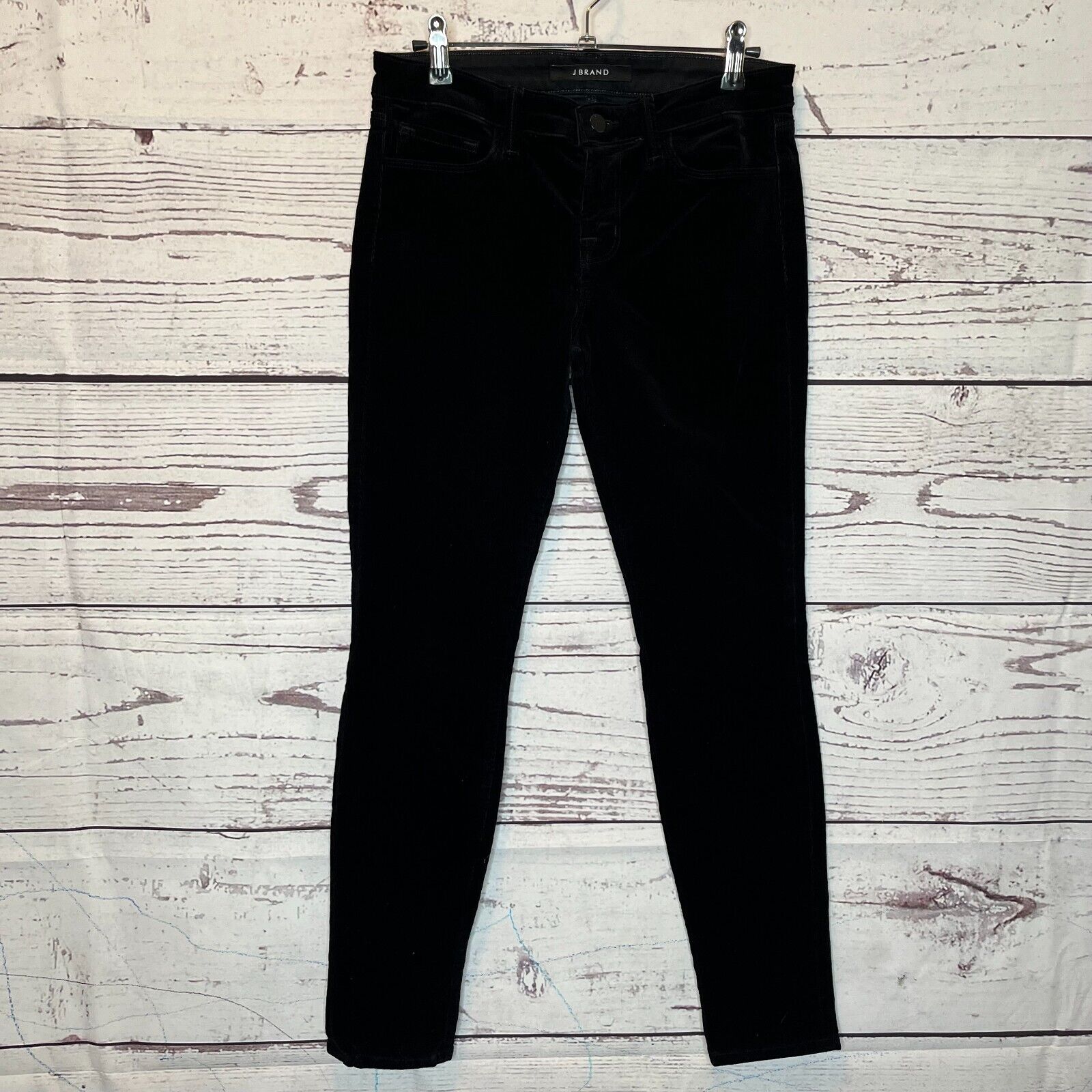 J Brand Womens Black Low Rise Stretch Skinny Velvet Velour J Brand Womens Black Low Rise Stretch Skinny Velvet Velour