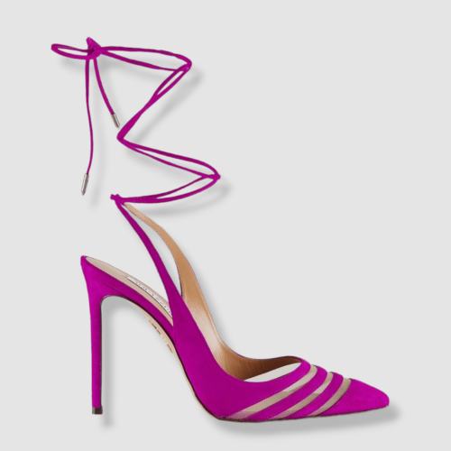 Pre-owned Aquazzura $795  Women's Purple Unfaithful Strappy Pumps Heel Shoes 37.5 Eu/7.5 Us
