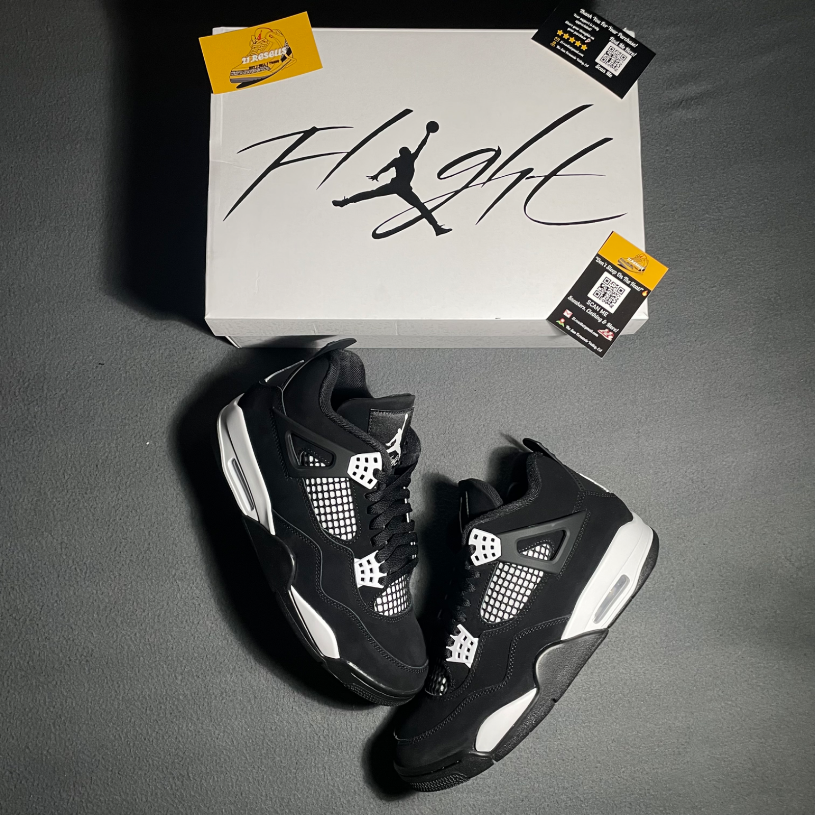 NIKE NIKE JORDAN 4 RETRO WHITE THUNDER BLACK MEN & GS / WOMEN SIZES FAST SHIPPING