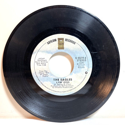 EAGLES: LYIN' EYES / TOO MANY HANDS (1975) Vinyl 45 RPM Classic Rock, Pop Rock