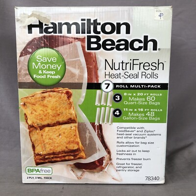 Hamilton Beach NutriFresh Heat-Seal Rolls 7 Roll Multi-Pack Clear Vacuum Bags