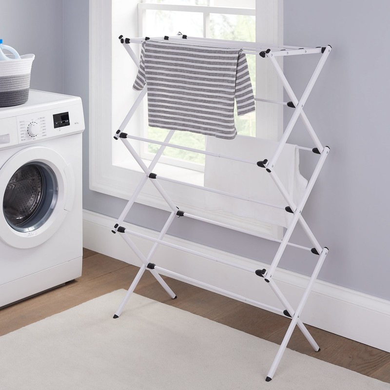 Expandable Steel Clothes Drying Rack, White