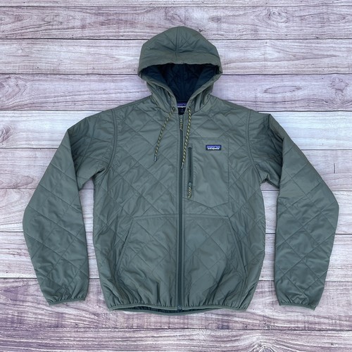 Patagonia Men’s DIAMOND QUILTED BOMBER Hoodie Jacket Basin Green Medium