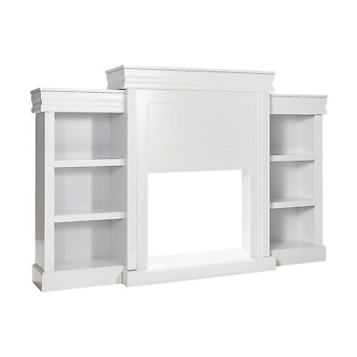Media Console Entertainment Center Bookcase White