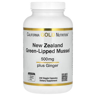 New Zealand Green-Lipped Mussel Plus Ginger, 500 mg, 240 Veggie Capsules