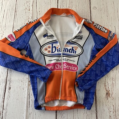 Dino Bianchi Fleece Lined Full Zip Cycling Jacket Women's Small Orange