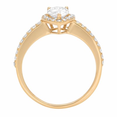 Pre-owned Pucci 1.07ct Pear Cut Solitaire Engagement Wedding Bridal Ring Halo 14k Yellow Gold In White/colorless