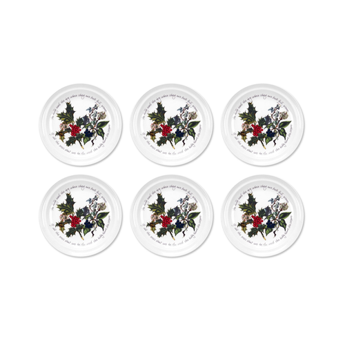 Portmeirion Holly and Ivy Tea Plates - Set of 6