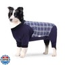 Pinellia Dog Recovery Suit, Abdominal Wound After Surgery Wear, Anti Licking Bodysuit with Zipper, E-Collar and Cone Alternatives, Plaid Dog Spay Surgical Shirt Prevent Shedding(2XL, Blue)