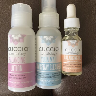 Cuccio Somatology Yoga Essentials Try Me Kit Balancing Oil, Lotion, Mat Cleanser