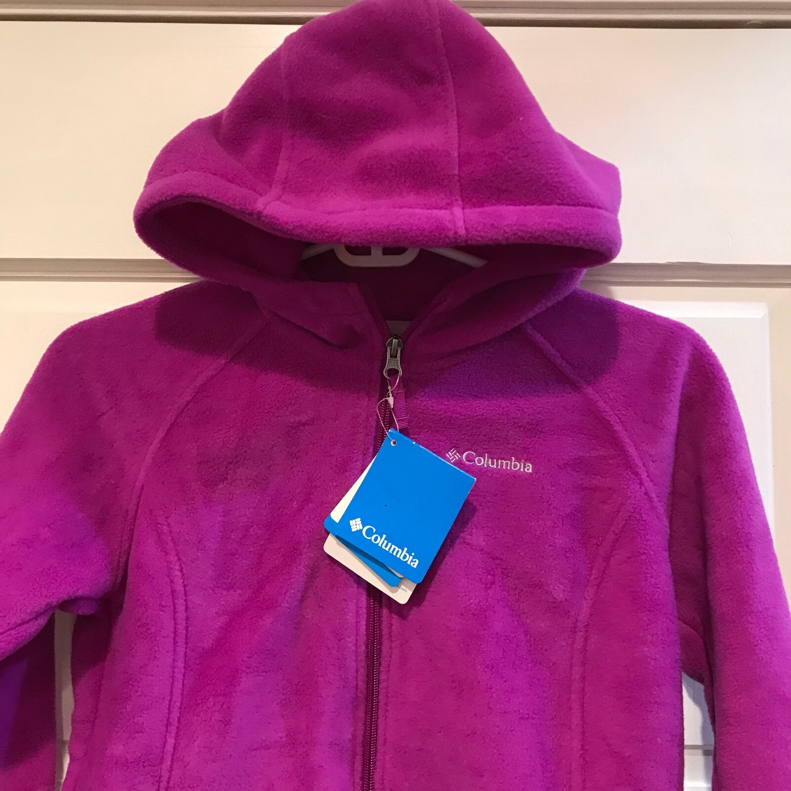 Columbia Kids Medium Pink Benton II Hoodie Fleece Jacket Full Zip New