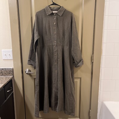 Krista Larson Brown Stripe Cotton Long Dress One Size (item B7)