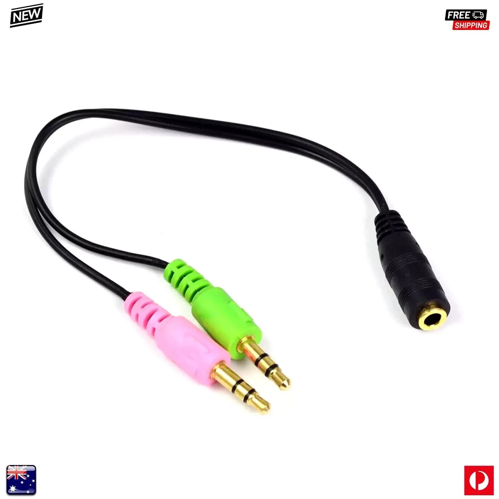 3.5mm Laptop Mic + Headphone Male Plugs to Splits to Female Headset Input