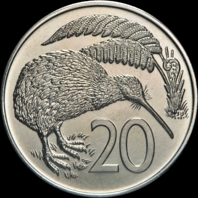 NEW ZEALAND. 1969, 20 Cents - QEII, Kiwi Bird, Apteryx australis c
