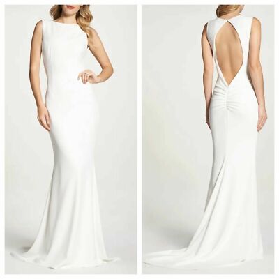 NOEL & JEAN Katie May Bridal цвета слоновой кости THEO эластичное платье-русалка из крепа с открытой спиной 8 м