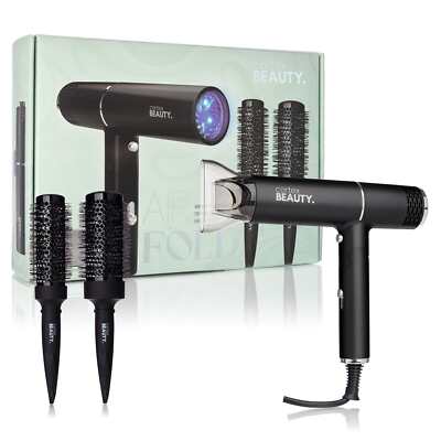 Cortex Beauty - AirFold - Ionic Foldable Dryer + Blowout Brush Set with 2 Det...