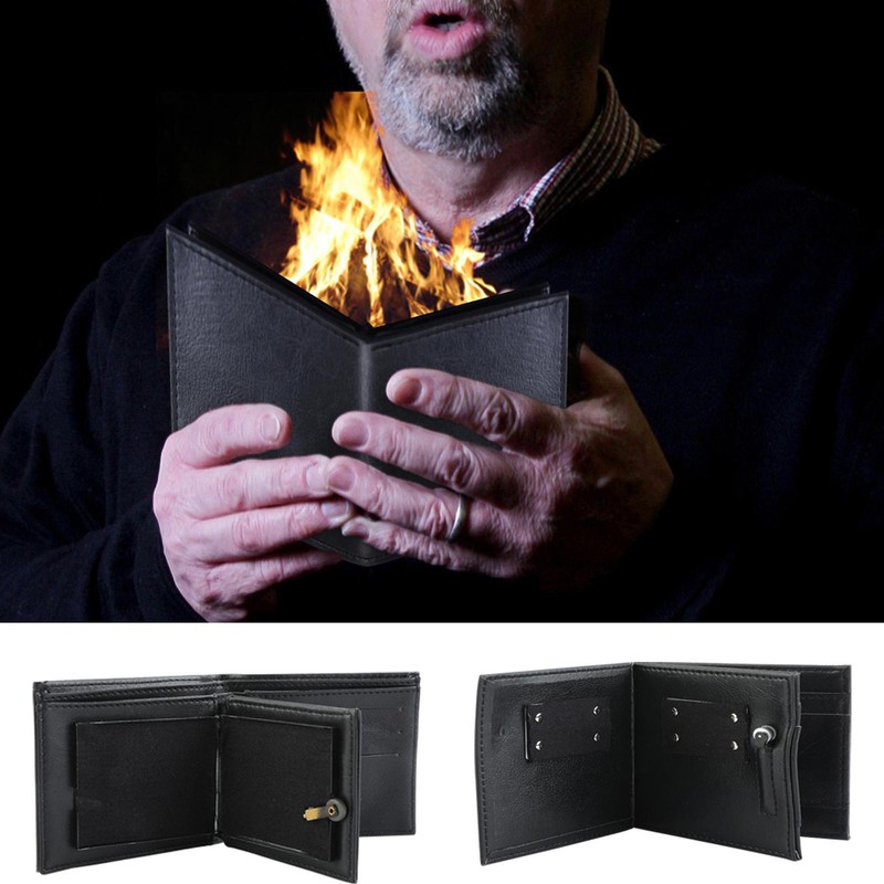 Magic Trick Fire Flaming Wallet Leather Street Show Close up