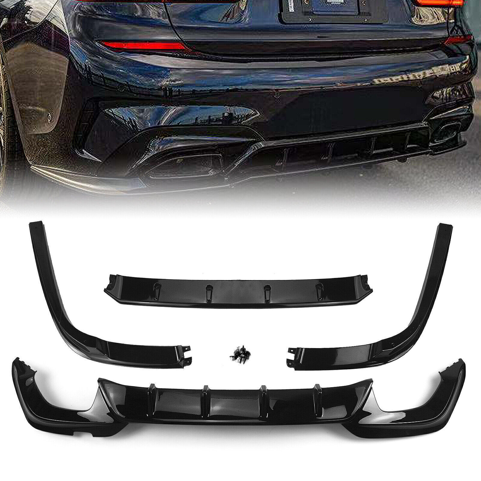 4x Rear Bumper Diffuser Lip Cover Kit For BMW 3 Series G20 YOFER