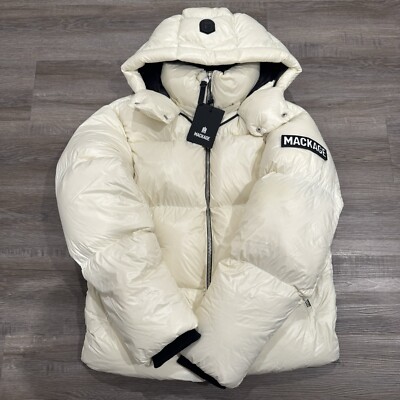Mackage Kent Z Logo Down Puffer Jacket Cream Coat Men s Size XL EU 42