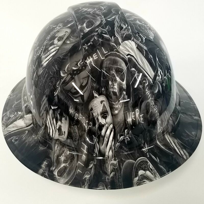 NEW FULL BRIM Hard Hat custom hydro dipped in  WHY SO SERIOUS black and white 