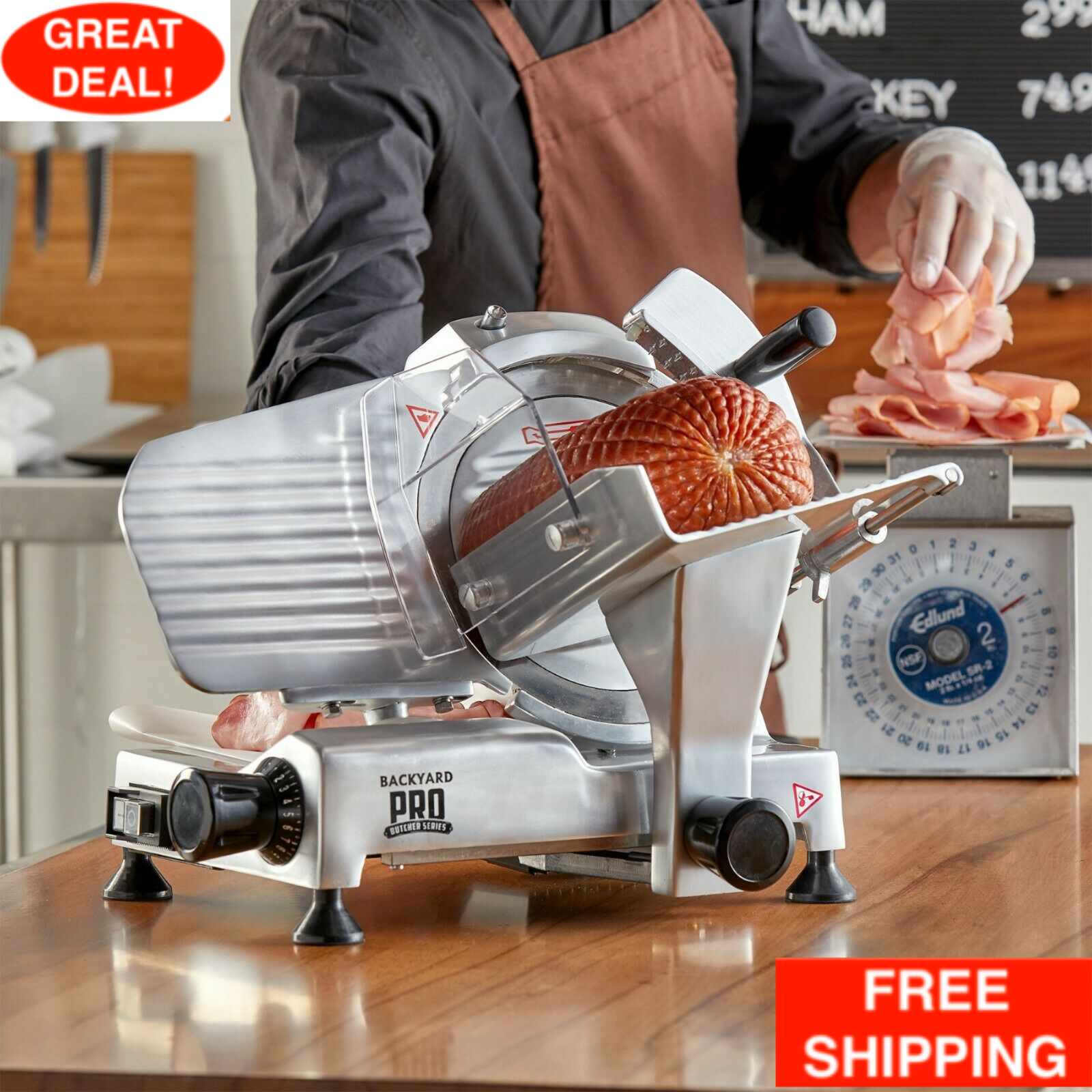 9" Manual Gravity Feed Meat Slicer Semi-Automatic Commercial Machine 1/6 HP