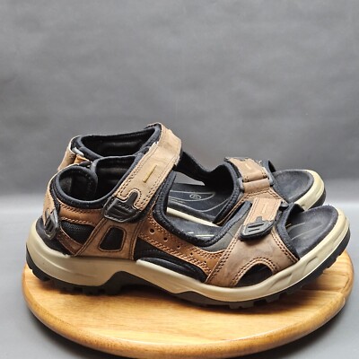 Ecco Yucatan Receptor Sandals Mens 8 Brown Leather Sport Hiking Backpacking Shoe