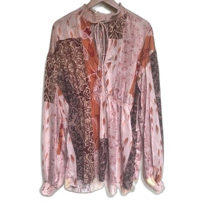 Zara Patchwork Peasant Blouse Size Large
