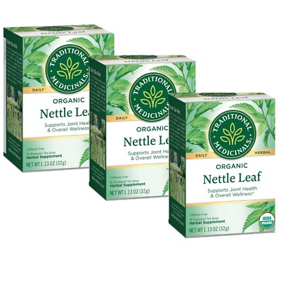 Traditional Medicinals Organic Nettle Leaf Tea Bags Caffeine Free 16 Ct 3 Boxes