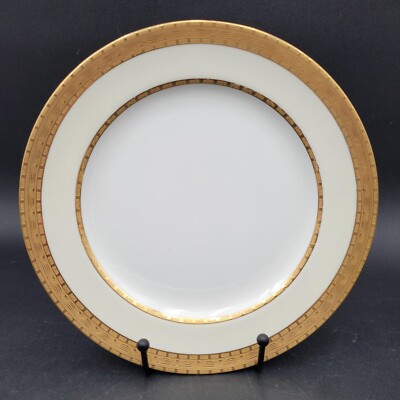 Antique c.1917 Minton For Tiffany New York Gold Encrusted Creme 9'' Dinner Plate