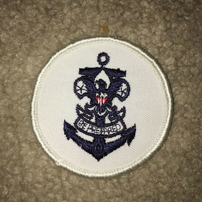 Boy Sea Scout BSA Universal Round Type 1 White Uniform Navy Anchor Ship Patch